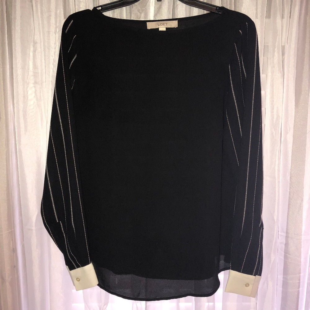 Black/White Long Sleeve Blouse • XS • LOFT